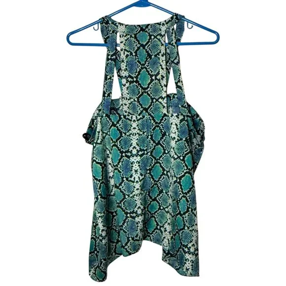 BCBG Maxazria Sleeveless Snake Sprint Lightweight Blue Green Black Blouse size L - Picture 3 of 11